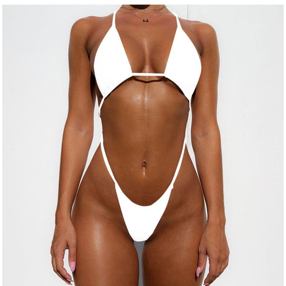 European and American Sexy Split Swimsuit Women's Solid Color Bikini