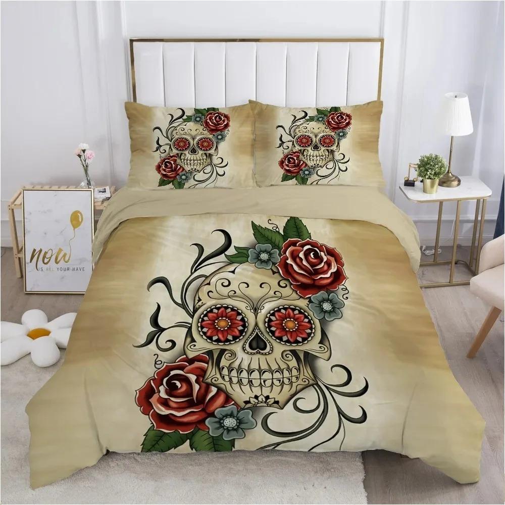 Комплект пододеяльника 3D Scream Horror Skull размера Queen, комплекты постельного белья Sugar Skull, одинарный, полуторный, полный, королевский, чехол для одеяла, декор для спальни