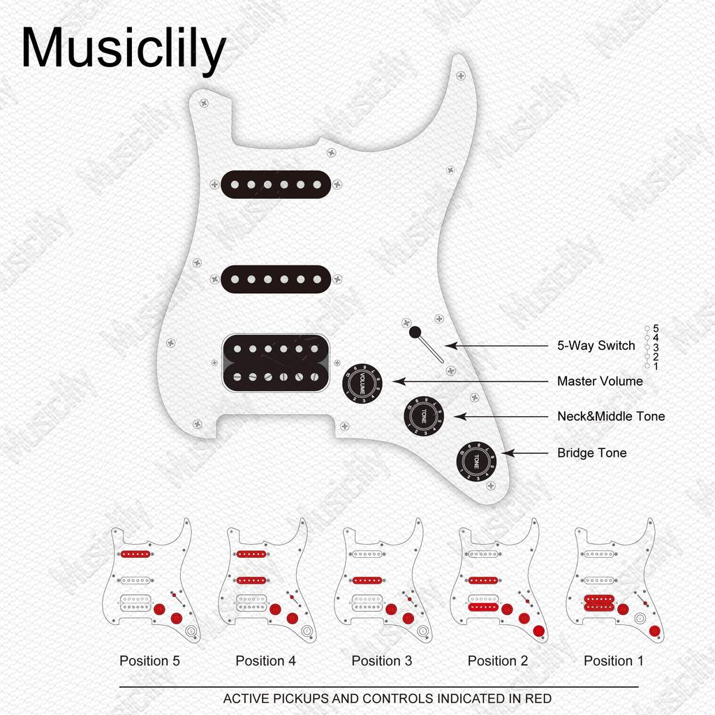 Musiclily Pro SE Pickguard with Alnico 5 Pickups and Super Switch for ST Stratocaster Electric Tortoiseshell Pattern ST-HSS-60SE Pre-wired 5-Way