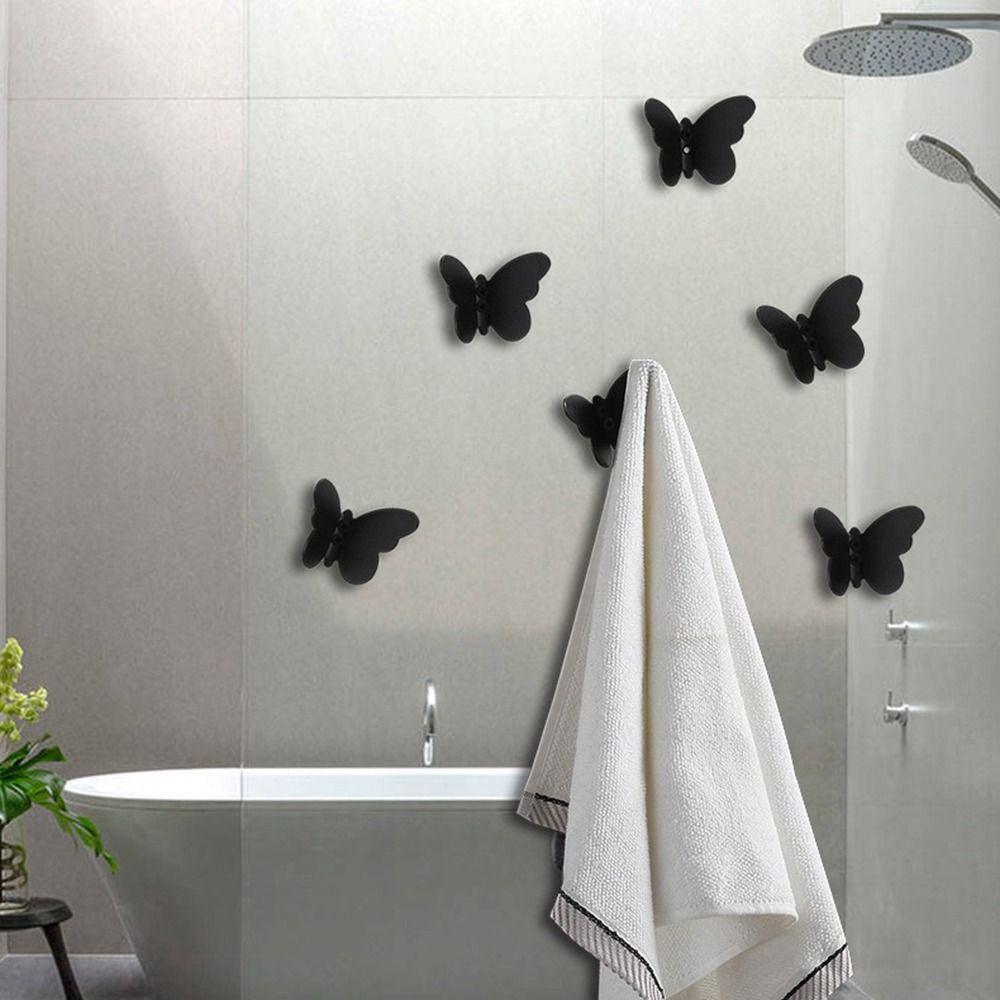 Gold/Silver/Black Butterfly Wall Hooks Three-dimensional Towel Hangers Key Holder Rack  Hats