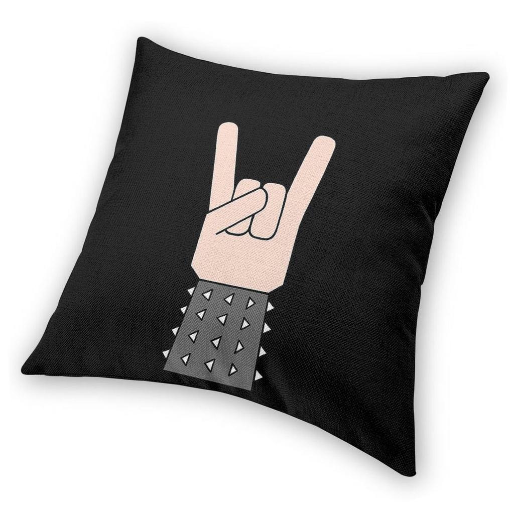 Metal Music Sign Of The Horns Square Pillowcase Polyester Linen Velvet Printed Zip Decorative Pillow Case Home Cushion Cover