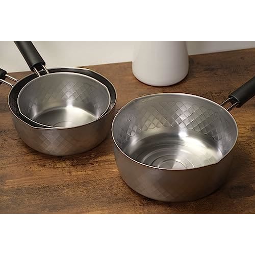 Pearl Metal Yukihira Pot (Yukihira Nabe), 20cm, Induction Compatible, Stainless Steel, Diamond Cut, Made in Japan, Niigata, Tsubame-Sanjo, Miyabi-an,