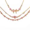 Pink Crystal Women Girls Trendy Sweetness Lovely Shiny Zircon Bow Bowknot Chain Bracelets Jewelry Female Party Gifts