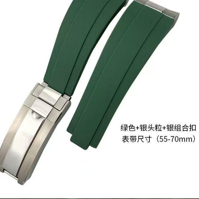 20mm Metal Link Curved End Rubber Watchband For Rolex Submariner DAYTONA Yacht-Master GMT Strap Silicone Bracelets