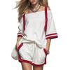 2026 Amazon European and American cross-border spring and summer women's suit off-the-shoulder top + shorts sports and leisure two-piece set