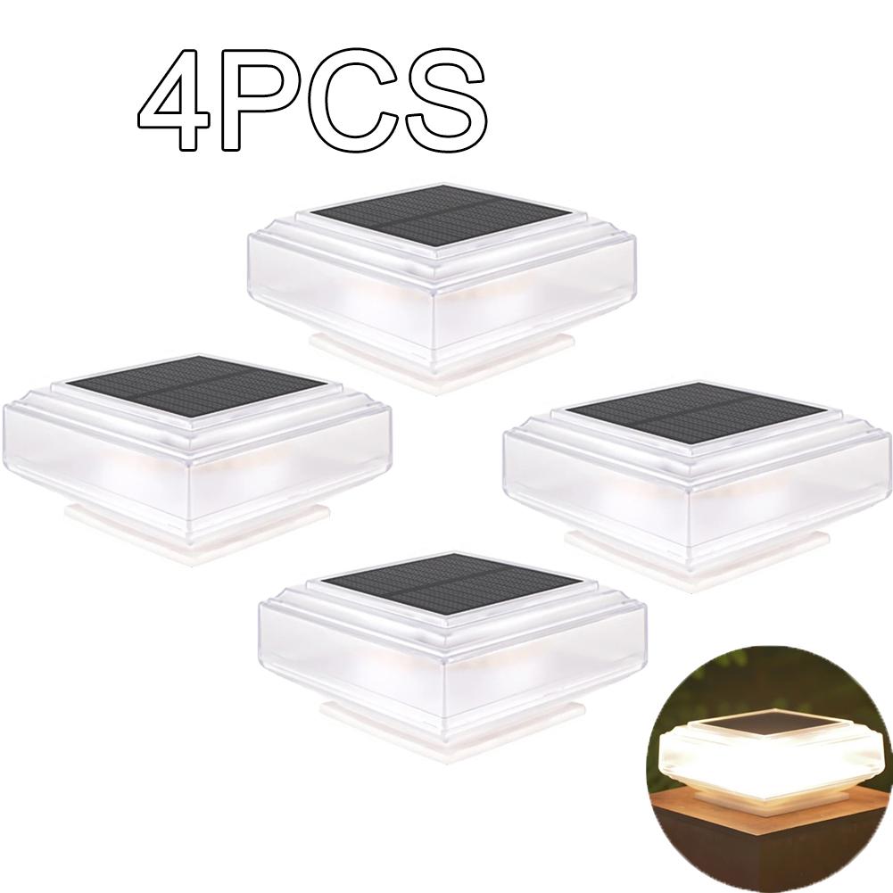 Солнечный столб, прозрачный абажур, водонепроницаемый солнечный настил, ограждение, теплый свет, уличный квадратный фонарь для сада, патио