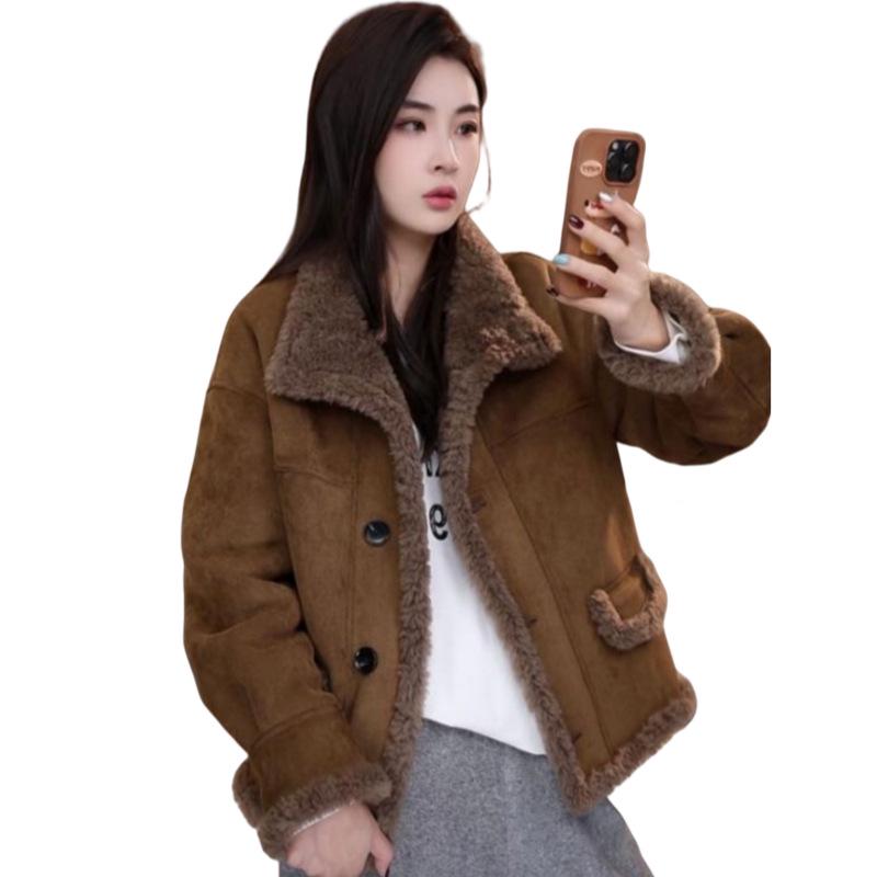 2024 Women's Reversible Leather & Fur Lambswool Coat – Fashionable Winter Jacket