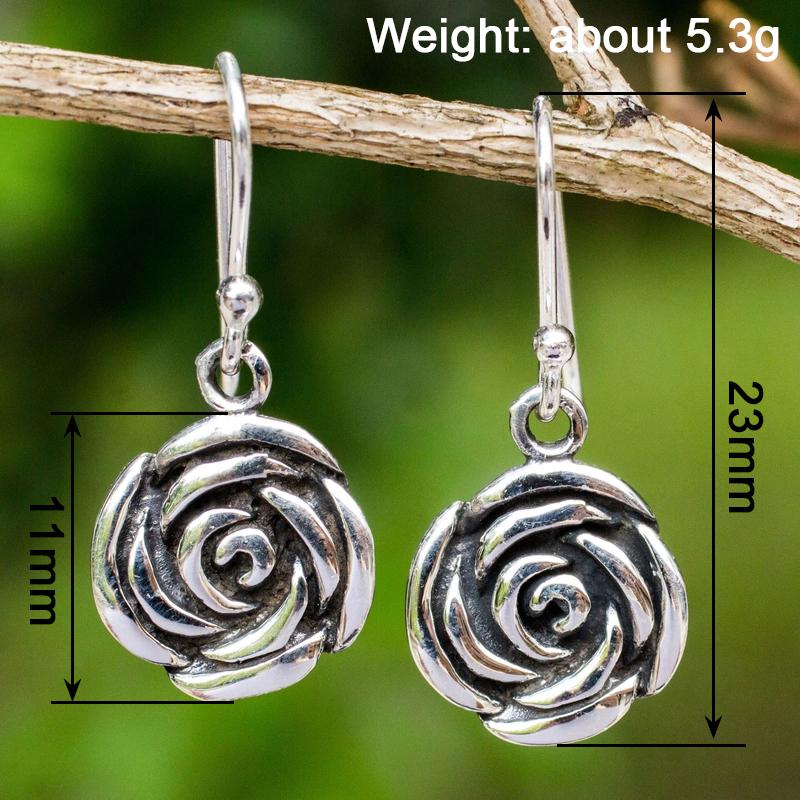 Xiaomi Huitan Rose Design Silver Color Drop Earrings for Women Vintage Elegant Party Daily Trendy Versatile Antique Lady Metal Jewelry