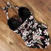 One Piece Swimwear Women Plus Size  Black Halter  Swimsuit Push Up Bathing Suit Sexy Waist Bodysuit