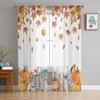 Thanksgiving Fall Pumpkin Maple Leaf Sheer Curtains Home Window Decorations Voile Tulle Curtains For Living Room Bedroom Kitchen