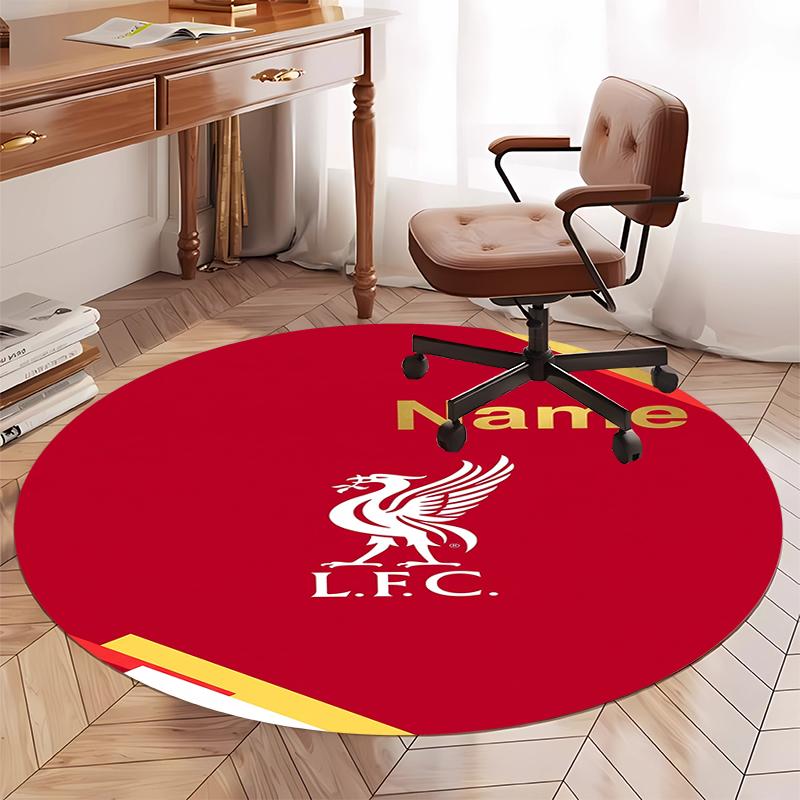 Custom Name Liverpool Football Club Printed Round Rug Carpet Chair Rug Area Rug Entryway Doormats,for Office Chair Living Room Bedroom Kitchen Room.
