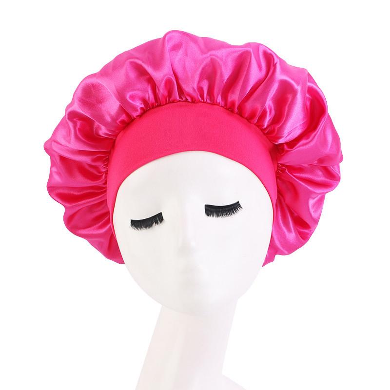 Soft Silk Hair Bonnet With Wide Band Comfortable Night Sleep Hat Hair Loss Cap