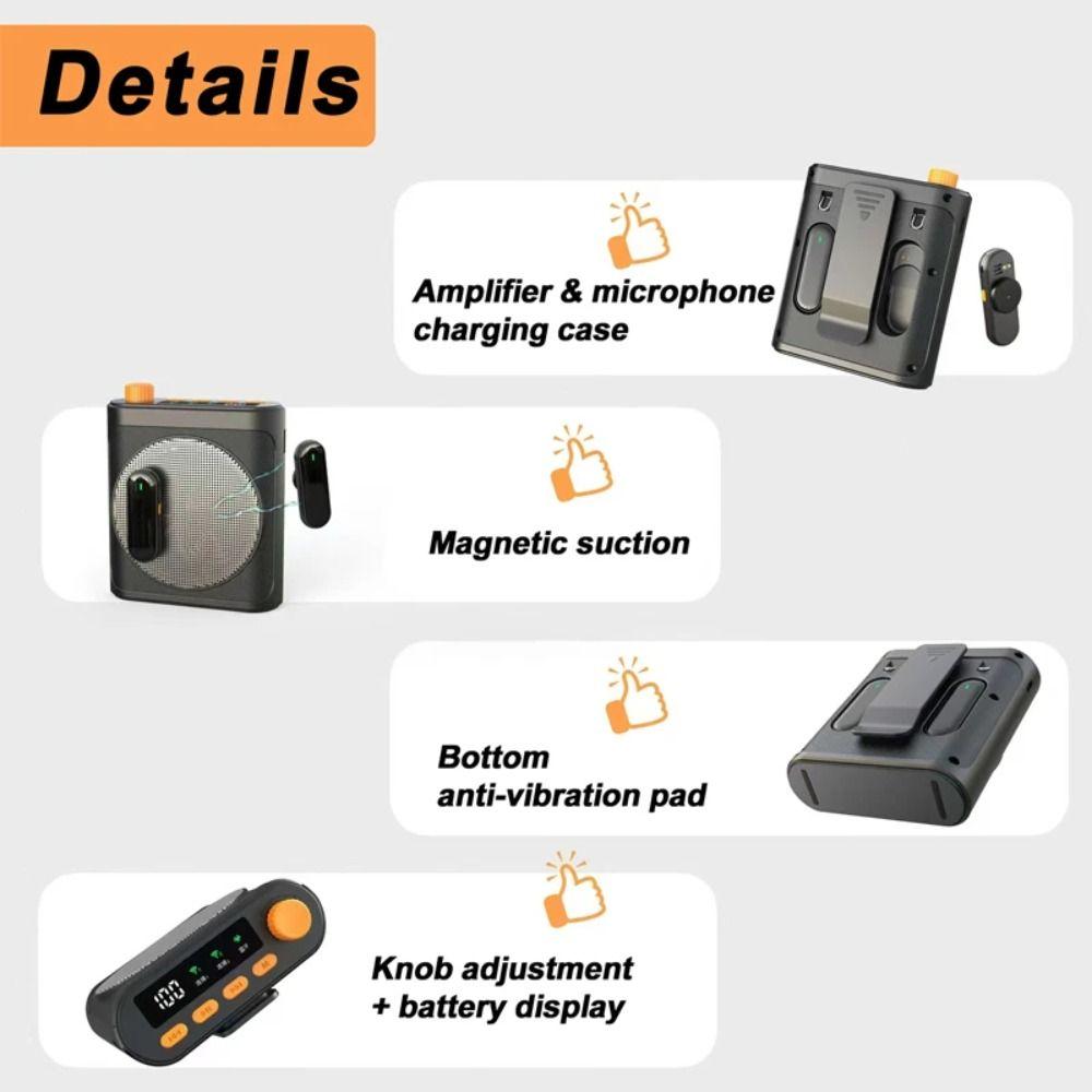 Mini Wireless Microphone Rechargeable Megaphone Speaker Rechargeable Voice Amplifier Speech