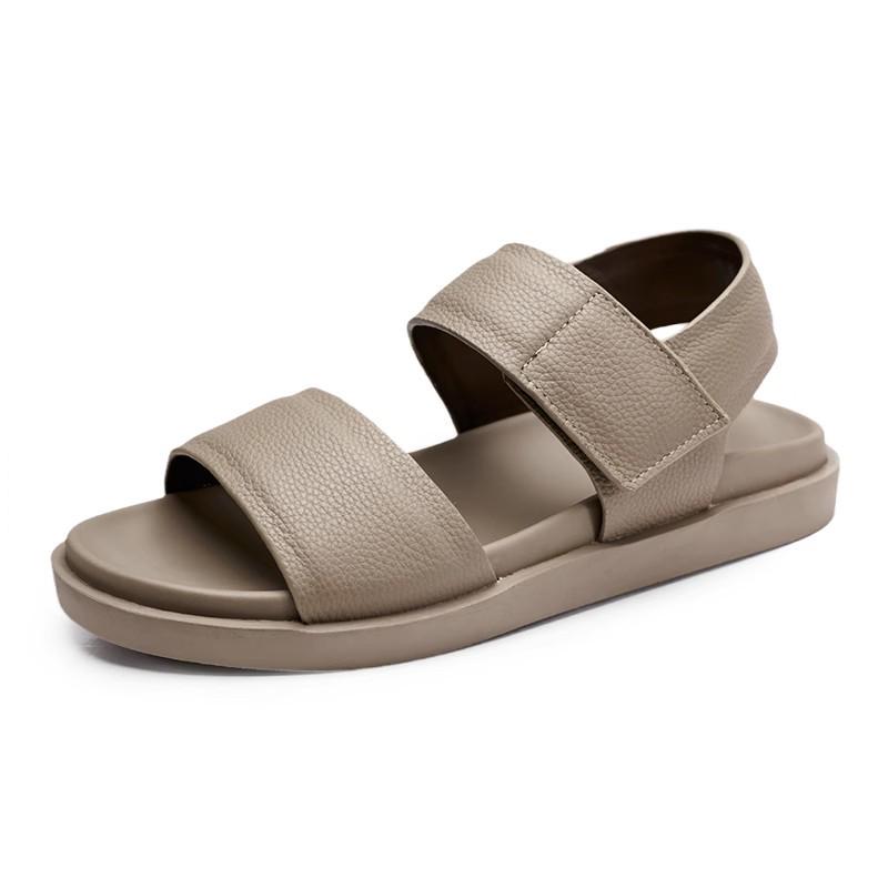 Мужские дышащие сандалии из натуральной кожи 2025: Мягкая подошва, противоскользящая, уличная, пляжная и спортивная обувь