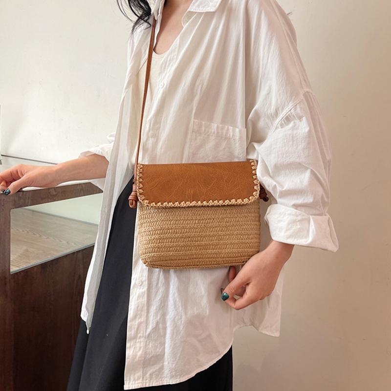 Сумка-мессенджер из бумажной веревки, плетеная вручную, для женщин, леди, пляж, маленькая сумка через плечо, сумка для отдыха, кошелек