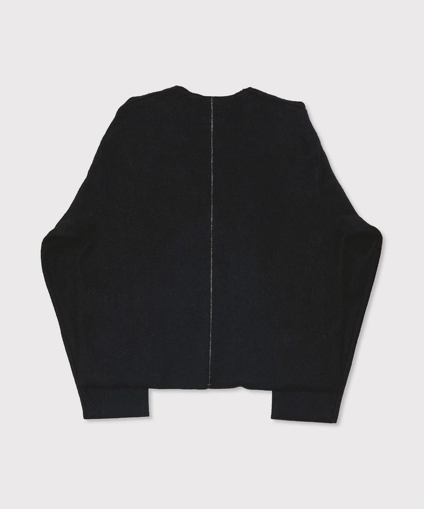 Minus Cut Off 1B Cardigan(Needle Shaggy Mohair) - Black