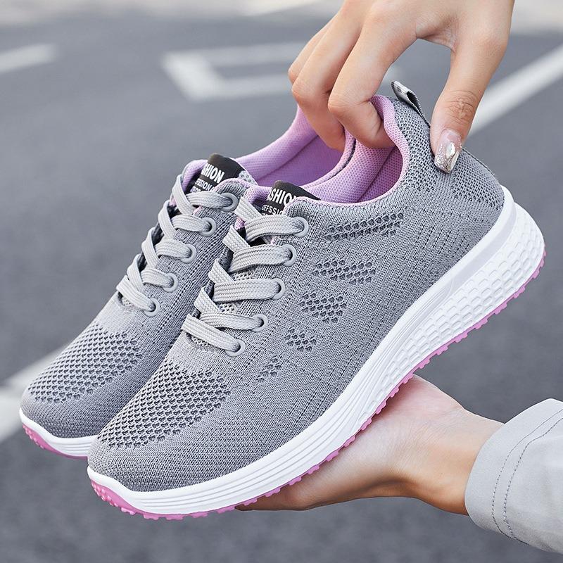 Sneakers for Women Breathable Fashion New Walking Plus Size Sneakers Women Mesh Fabric Lace Up Female Footwear Ladies Shoes
