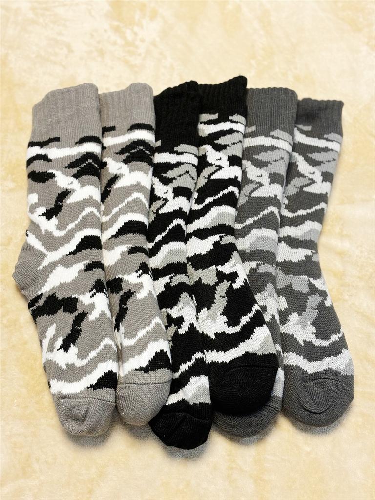Winter Socks Mens Plush Thermal Leopard Warm Short Plus Velvet Non Slip Fluffy Floor Fuzzy Sock Male Camouflage Gift Christmas
