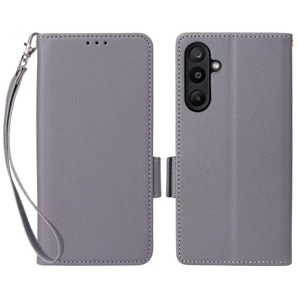 Чехол для Samsung Galaxy M16 5G/F16 5G с ремешком на запястье, текстура личи, кошелек из ПУ кожи, чехол для телефона