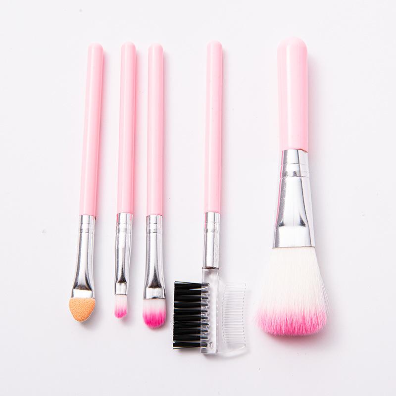 5Pcs Makeup Brush Set Portable Blush Brush Pink Makeup Brush Eyeshadow Brush