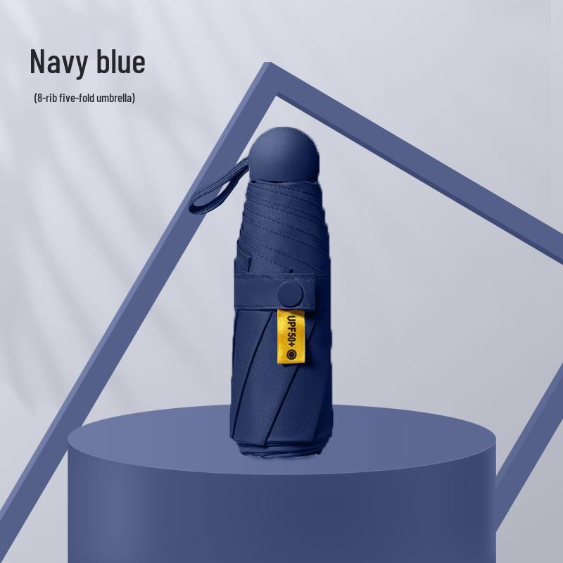 Компактный складной зонт с защитой от УФ-лучей и черной подкладкой