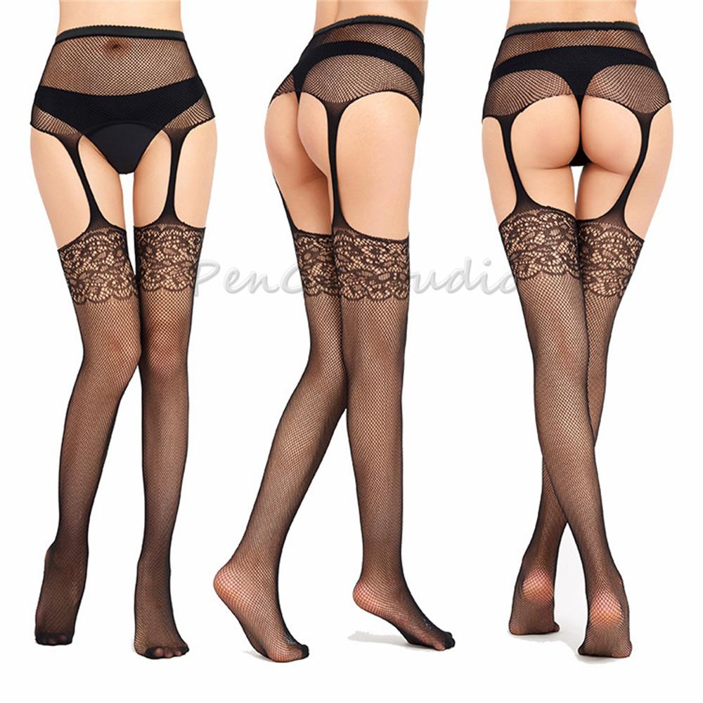 30 Styles Erotic Stockings With Garter Belt For Women Fishnet Pantyhose Plus Size Thigh High Socks Sexy Lingerie