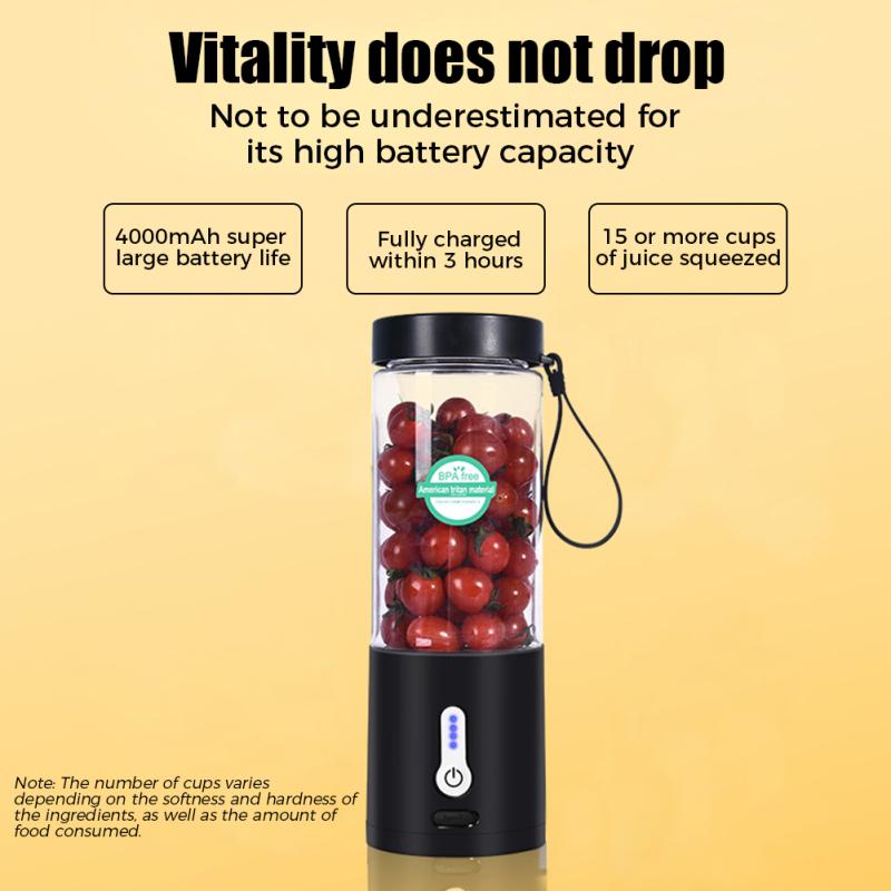 Portable Travel Electric Juicer Cup Blender With 6 Blades Large Capacity Fruit Juice Mixer For Smoothies Shakes