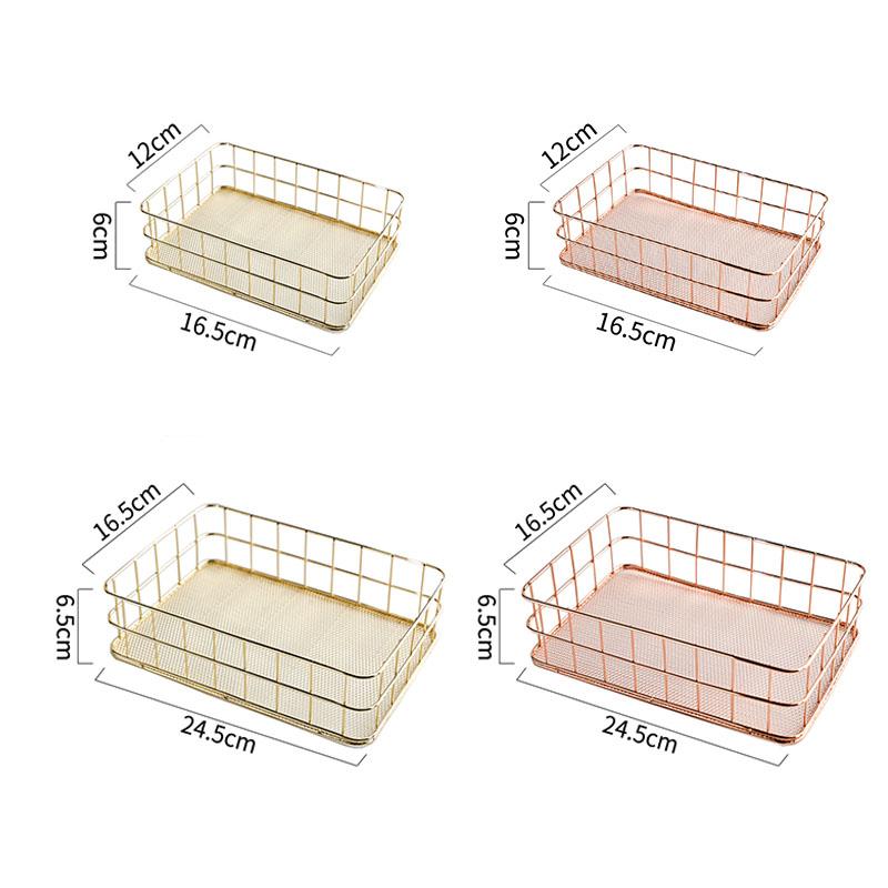 Корзина для хранения размера S/L, золотая железная корзина для хранения, многофункциональный сетчатый настольный органайзер для хранения плетеных принадлежностей для дома