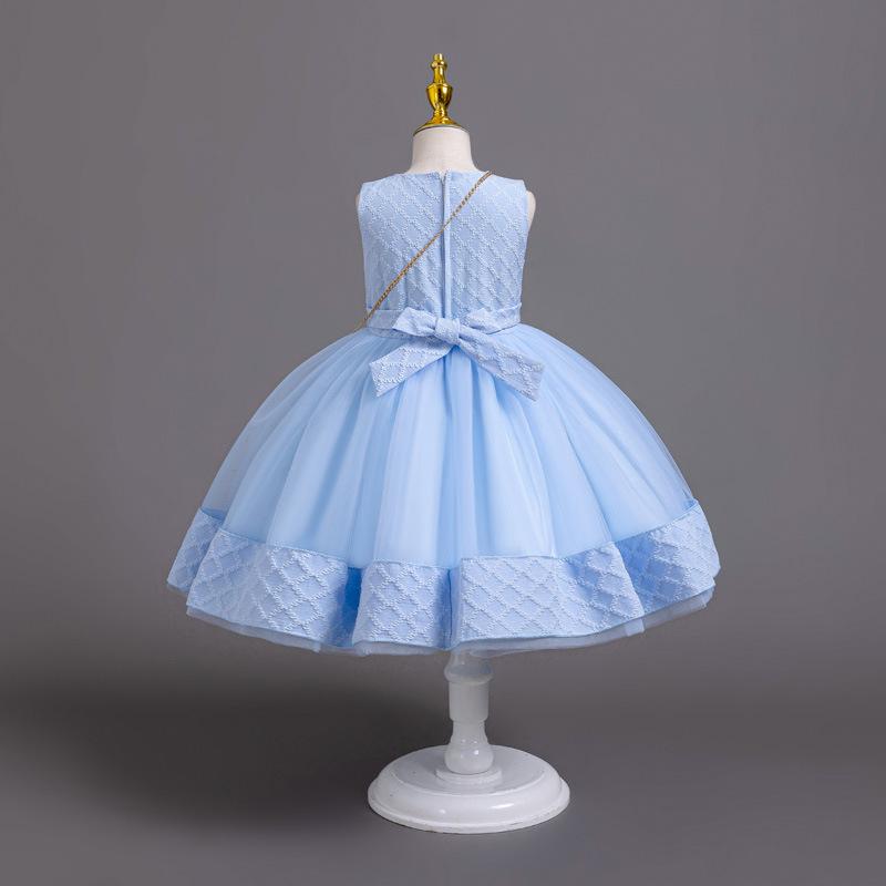 Новое платье принцессы из 3 предметов для девочек, элегантное платье с длинными рукавами и вышивкой для девочек, детское платье для дня рождения + комплект сумок