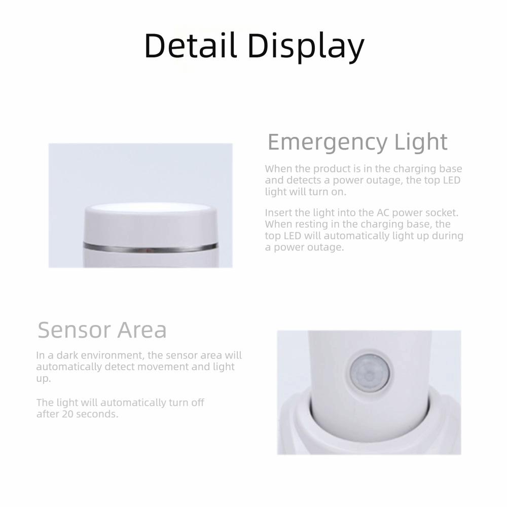 Motion Sensor LED Emergency Lights Rechargeable Power Outage Light 4-in-1 Plug-in Flashlight Night