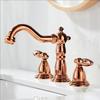 Rose Gold Solid Brass Bathroom Basin Faucet Mixers Taps Chrome Kitchen Sink Faucet Dual Handles Black 3 Holes Bathtub Faucet