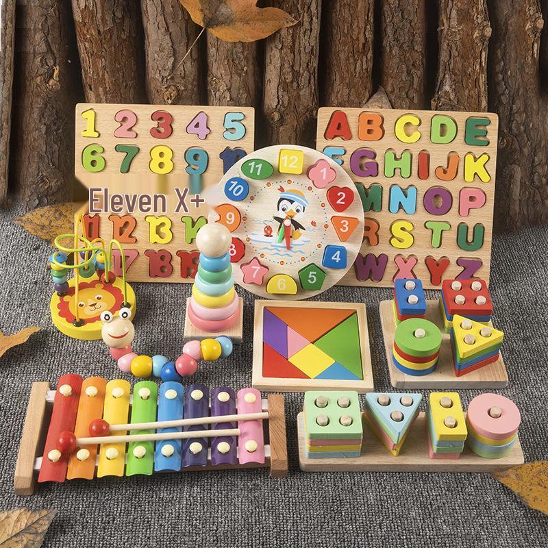 Деревянное музыкальное пианино - развивающая игрушка для детей 1-3 лет - Восьмитональный ударный инструмент для раннего развития