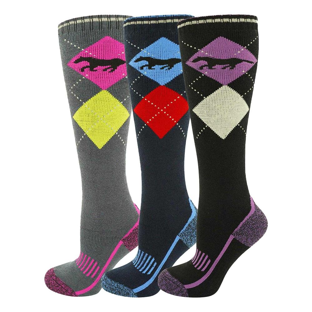 Soxy Womens/Ladies Argyle High Riding Socks (Pack of 3)