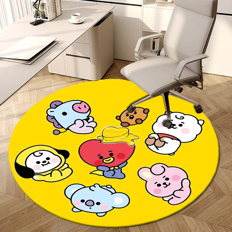 1pc BT21 Characters Round carpet, Made of Polyester,Perfect for Decorating Office Chairs, Living Rooms,fplt256