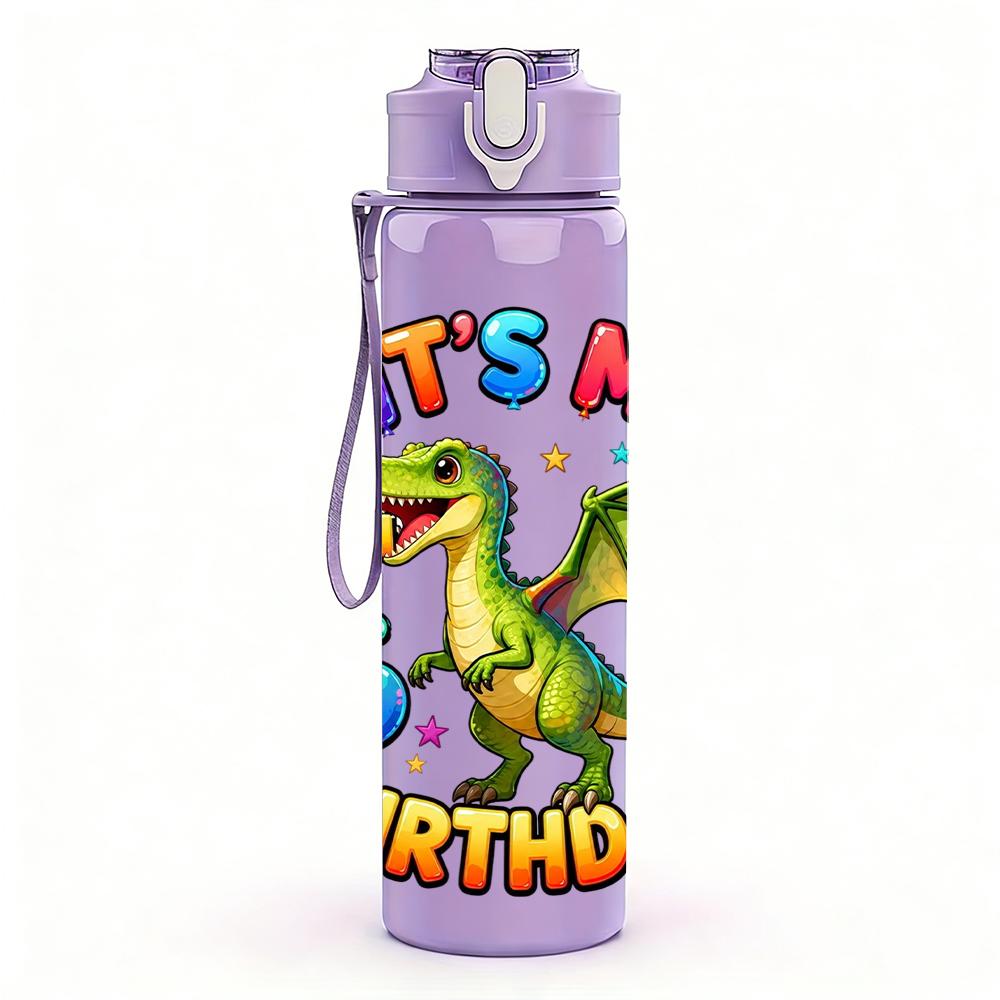 1PC It Is My 6th Birthday Dragon Splash 750ml Color Plastic Water Bottle Leakproof Flip Straw Lid For Sports Office Home Use
