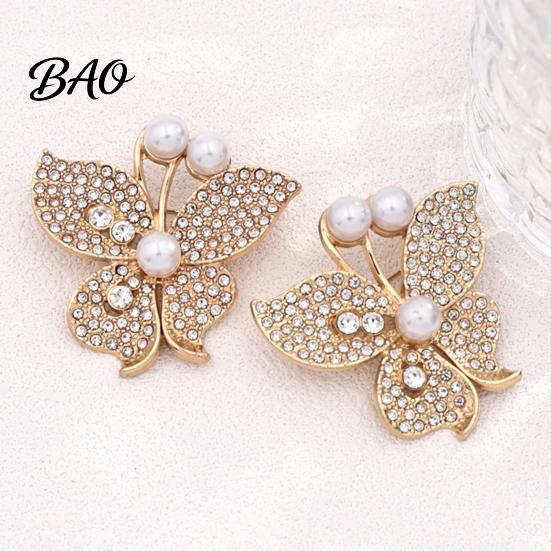 Butterfly Brooch Pins Women Pin, Shape Lapel Pin with Animal Coats Faux Pearls Rhinestones, Jewelry Accessory for Dresses Jackets Decorative Alloy