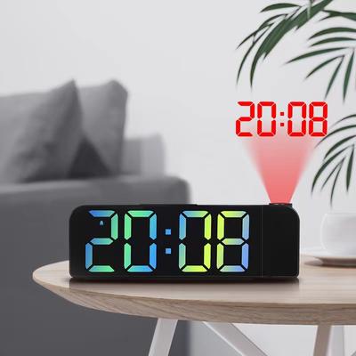Проекционный будильник с вращением на 180°, 12/24 ч, светодиодные цифровые часы, USB-зарядка, потолочный проектор, будильник