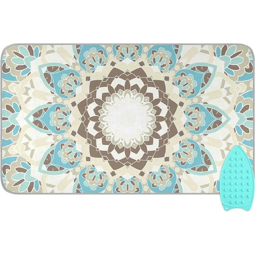 Коврик для глажки для стола Портативное дорожное одеяло для глажки Чехлы для гладильной доски Коврик для прессования Подушки для термопресса 27,6x47,2 дюйма Серые цветы