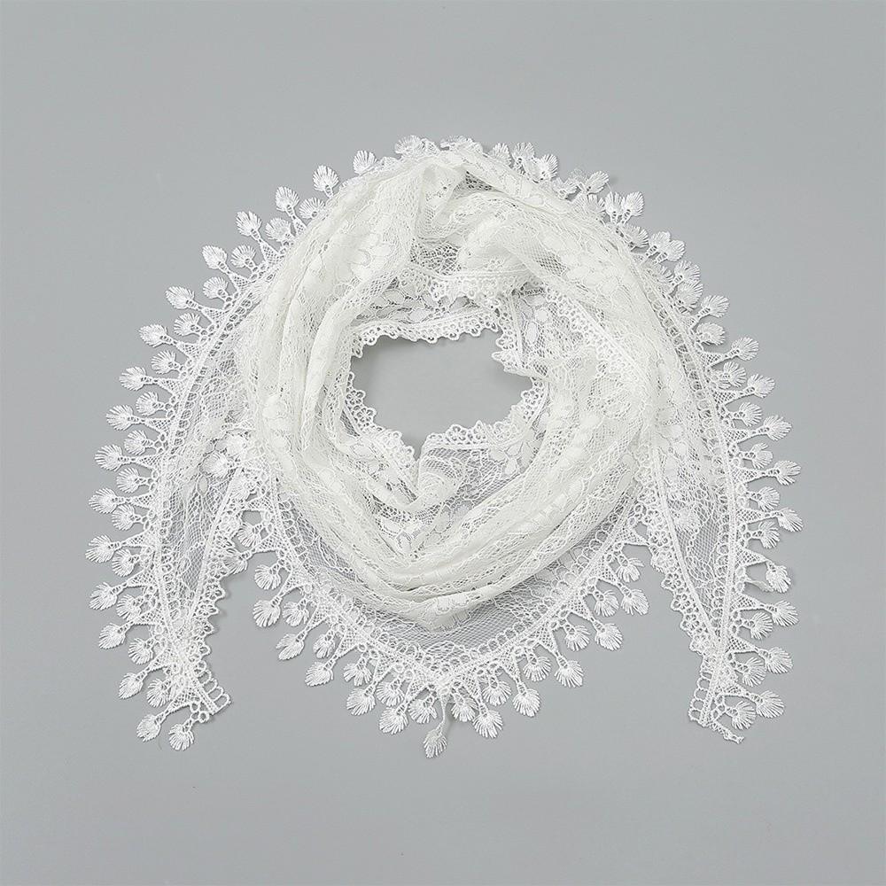 Colorful Printed Wraps with Tassel Flower Triangle Headband Elegant Lace Scarf Outdoor