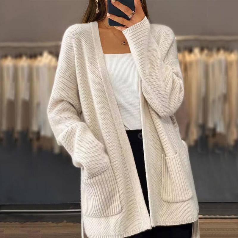 Tooxika Новый женский утолщенный однотонный вязаный кардиган на шнуровке со свободными карманами свитер куртка