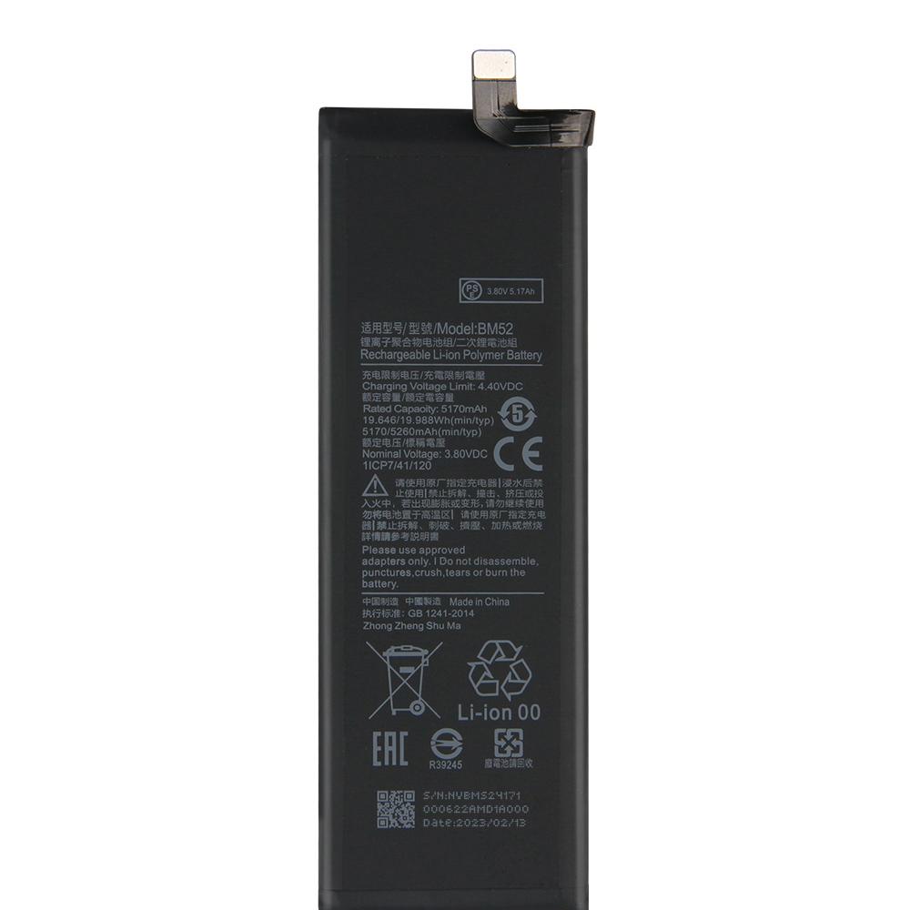 Replacement Phone Battery BM52 For Xiaomi CC9 PRO NOTE10 Note 10 Pro 5260mAh