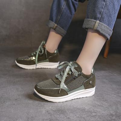 Новые плоские повседневные туфли с круглым носком и стразами, женская модная спортивная повседневная обувь, женские кеды