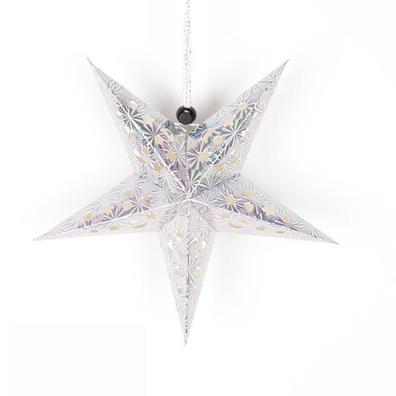 Аксессуары для украшения праздника, трехмерная лазерная рождественская пентаграмма, украшение для потолка, бумажный абажур со звездой