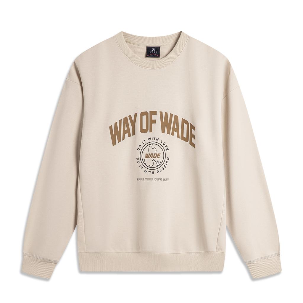 Ли Нин Баскетбольная серия свитер круглый вырез свободный длинный рукав толстовка мужская толстовка овсяно-серый AWDU277-6