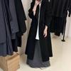 Женское двустороннее пальто из смесовой шерсти средней длины свободного кроя в корейском стиле, повседневное пальто с вырезом на лацкане, двубортное