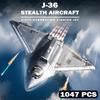 MOC Военный J-36 J-50 Модель Стелс-Самолета Строительные Блоки Фигурки Пилотов Истребителей ВВС Конструктор Игрушки для Детей и Взрослых Подарки