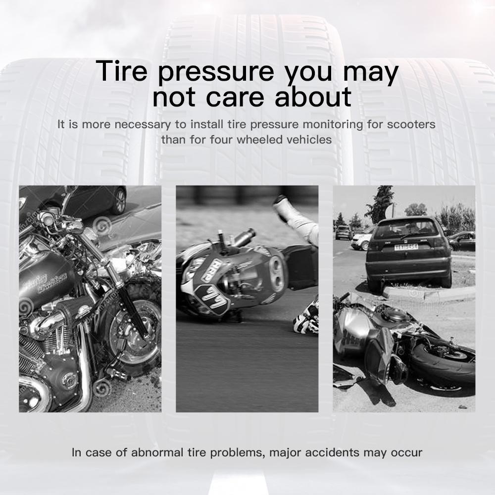 2025 USB Solar Charging Motorcycle TPMS Motor Tire Pressure Tyre Temperature Monitoring Alarm System with 2 External Sensors