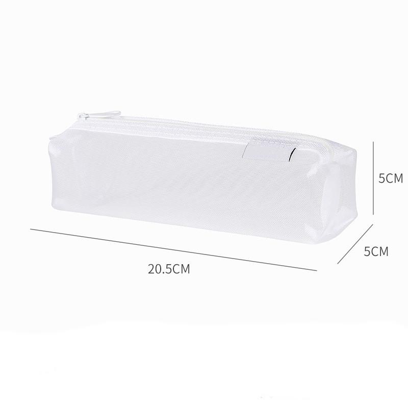 Singple Gray Black Makeup Case Large Capacity Mash Transparent Cosmetic Brush Bags Students Three-dimensional Nylon Pencil Case