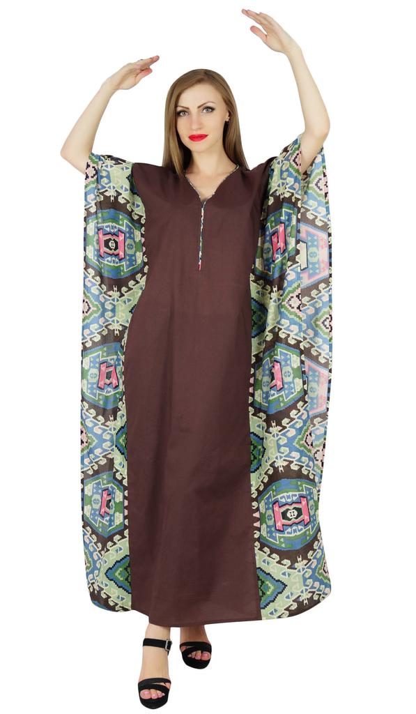 Bimba Women Long Pannel Maxi Kaftan Cotton Summer Boho Caftan Coverup Night