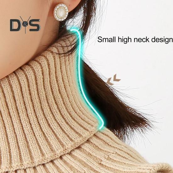 Женский искусственный шарф с высоким воротником, ребристая текстура, отделка оборками, однотонный вязаный воротник, осень-зима, утолщенный теплый искусственный воротник